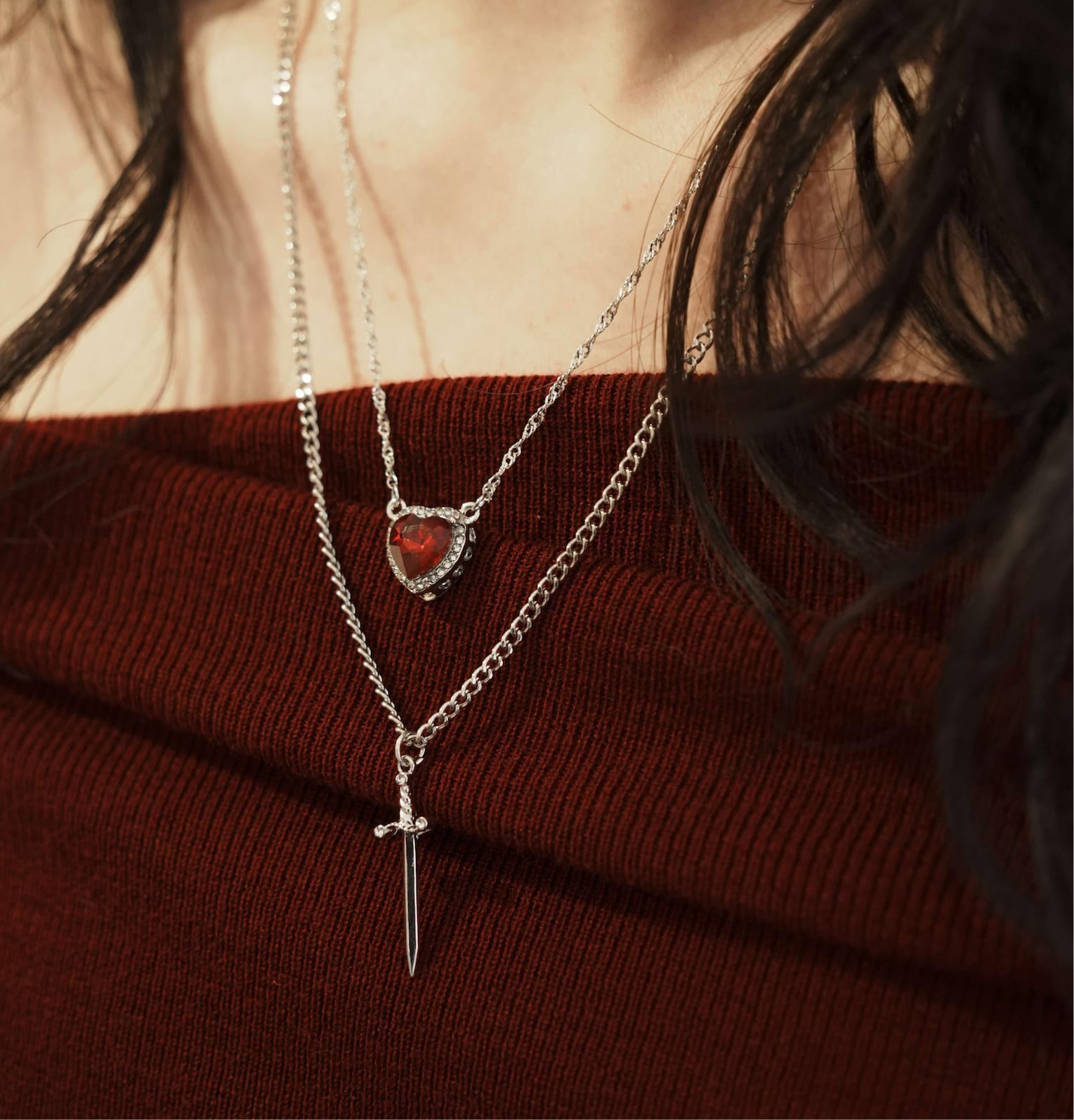 Heart Dagger Necklace – 925 Sterling Silver