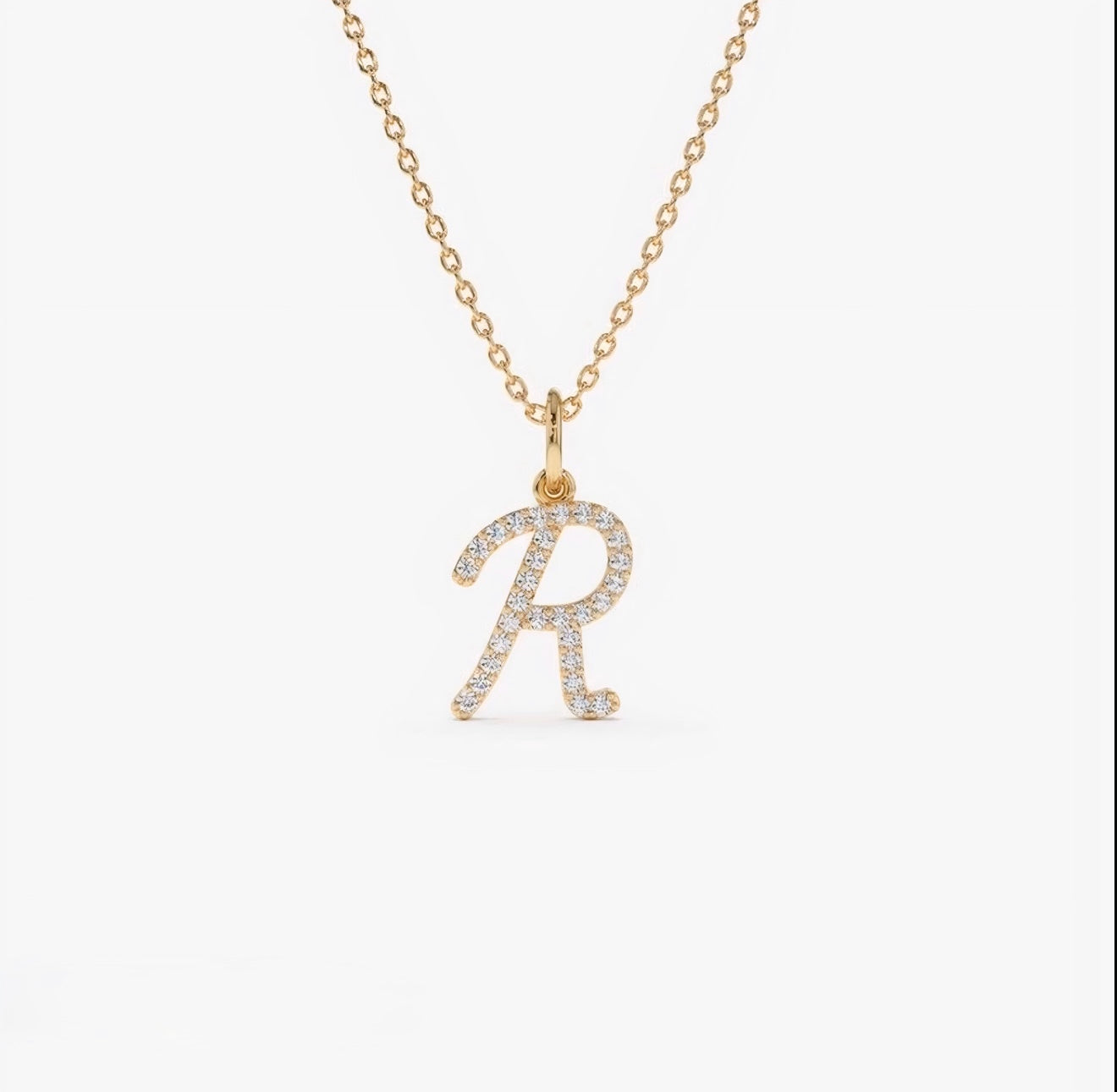 14K Diamond Initial Script Necklace – Elegant Jewelry